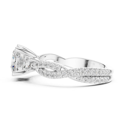 Cushion Three Stone Lab Grown Diamond Engagement Ring