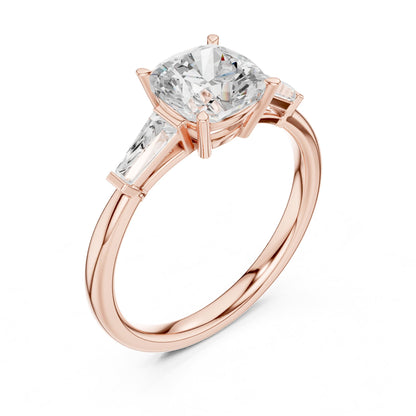 Cushion Three Stone Lab Grown Diamond Engagement Ring