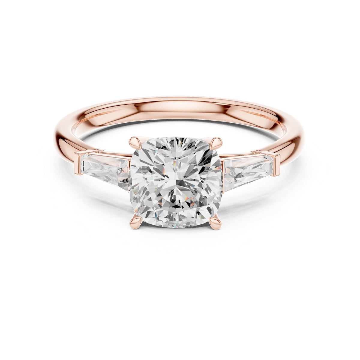 Cushion Three Stone Lab Grown Diamond Engagement Ring