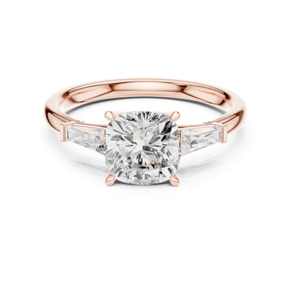 Cushion Three Stone Lab Grown Diamond Engagement Ring