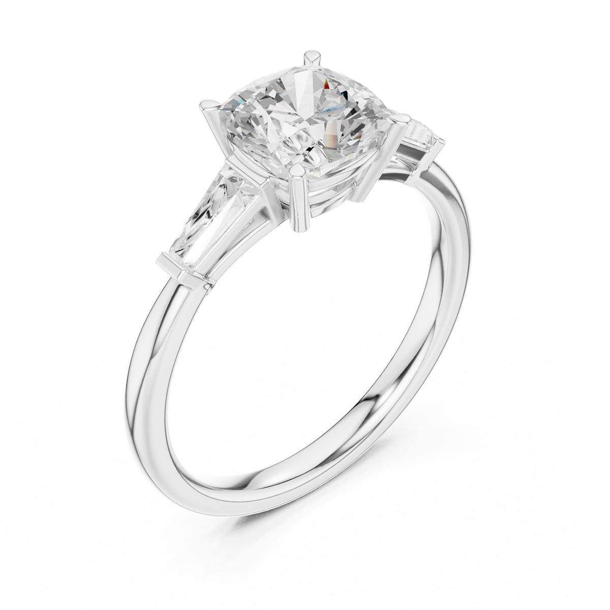 Cushion Three Stone Lab Grown Diamond Engagement Ring