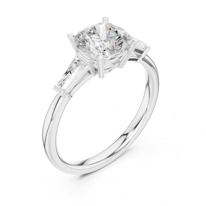 Cushion Three Stone Lab Grown Diamond Engagement Ring