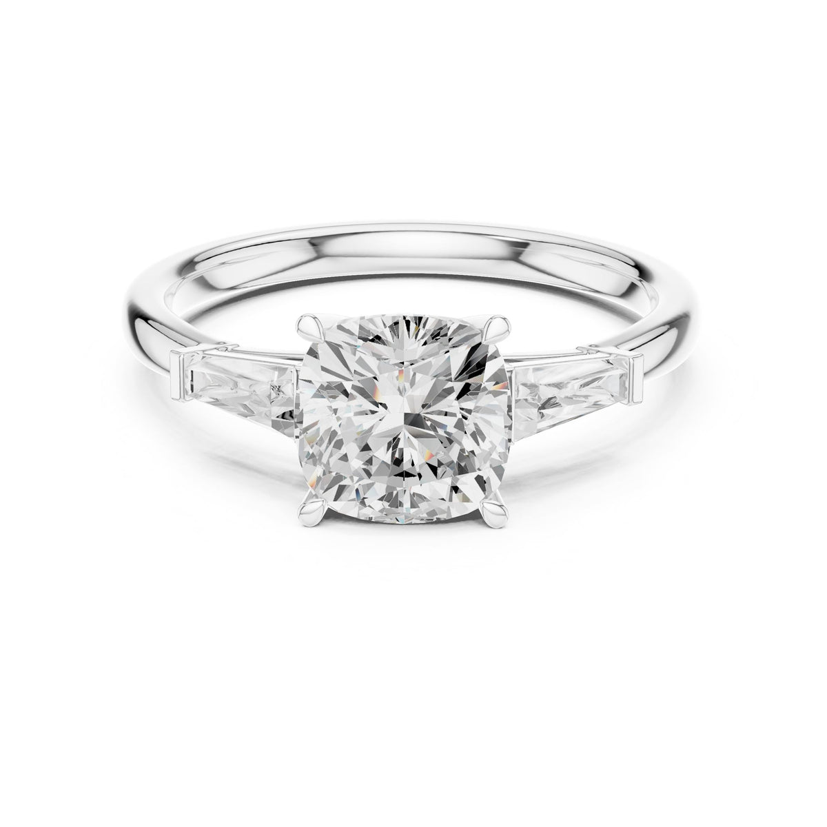 Cushion Three Stone Lab Grown Diamond Engagement Ring