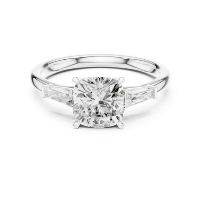 Cushion Three Stone Lab Grown Diamond Engagement Ring