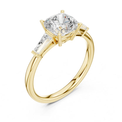 Cushion Three Stone Lab Grown Diamond Engagement Ring