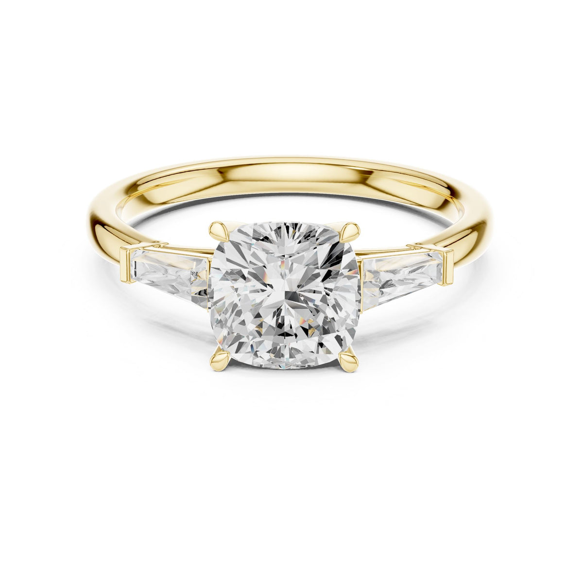 Cushion Three Stone Lab Grown Diamond Engagement Ring