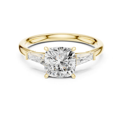 Cushion Three Stone Lab Grown Diamond Engagement Ring