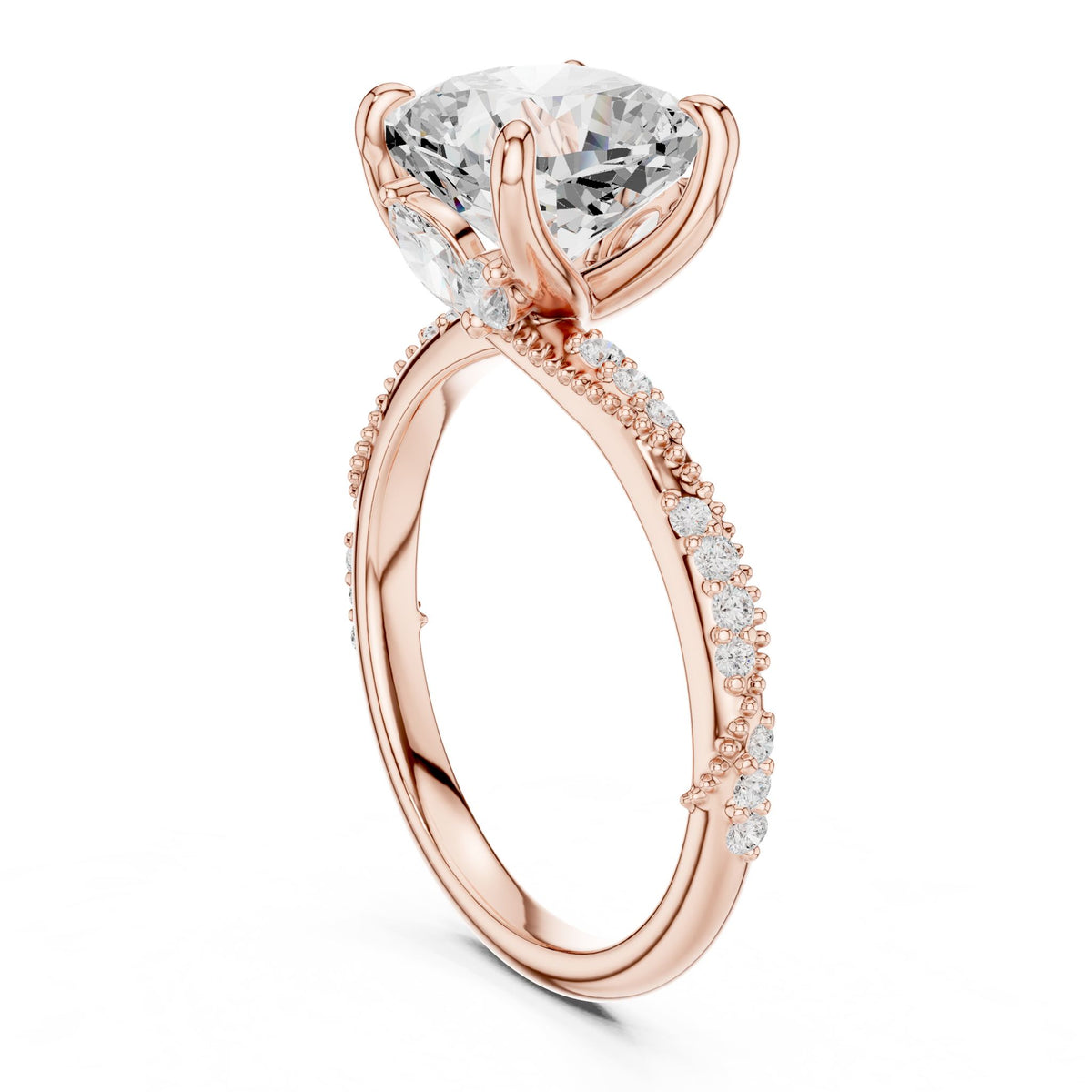 Cushion Twist Lab Grown Diamond Engagement Ring