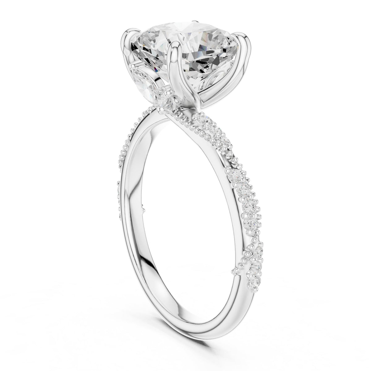 Cushion Twist Lab Grown Diamond Engagement Ring