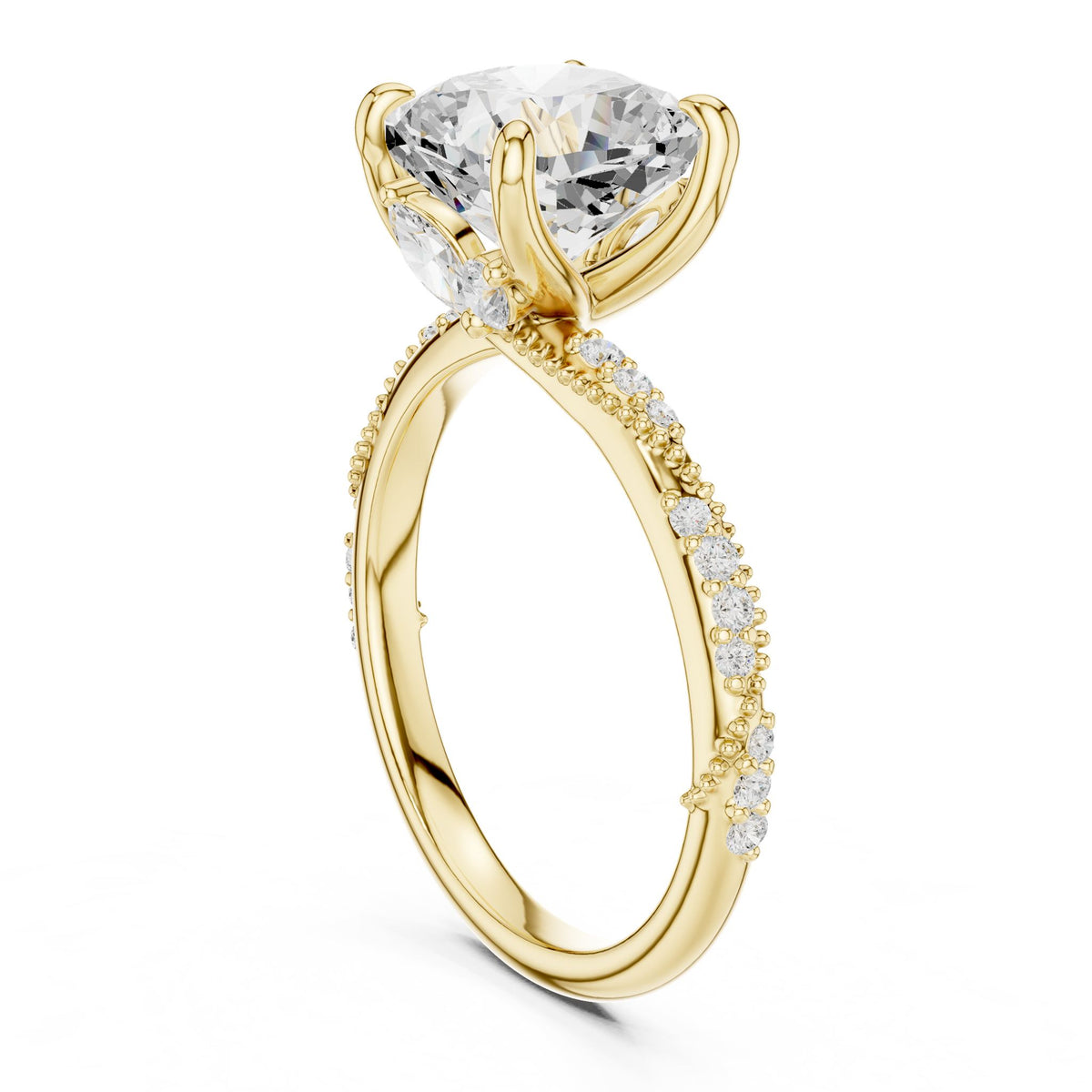 Cushion Twist Lab Grown Diamond Engagement Ring