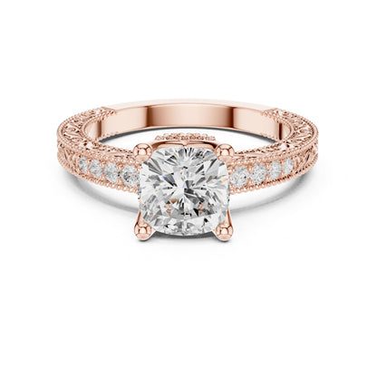 Cushion Vintage Lab Grown Diamond Engagement Ring