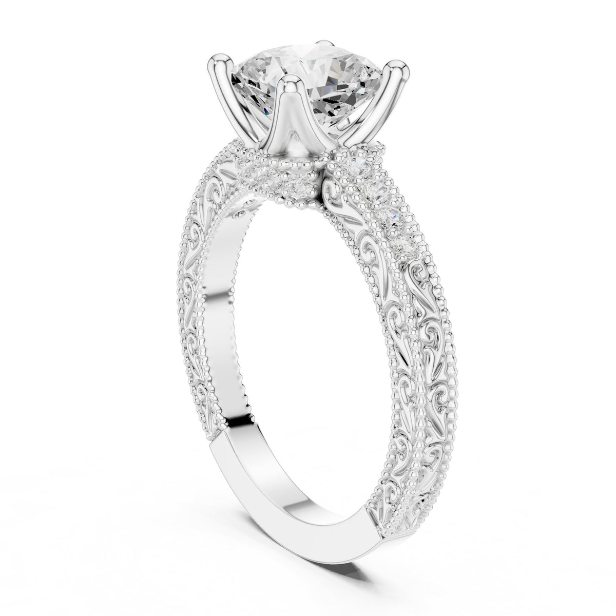 Cushion Vintage Lab Grown Diamond Engagement Ring