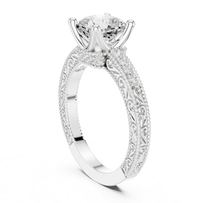 Cushion Vintage Lab Grown Diamond Engagement Ring