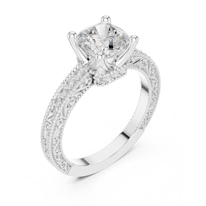 Cushion Vintage Lab Grown Diamond Engagement Ring