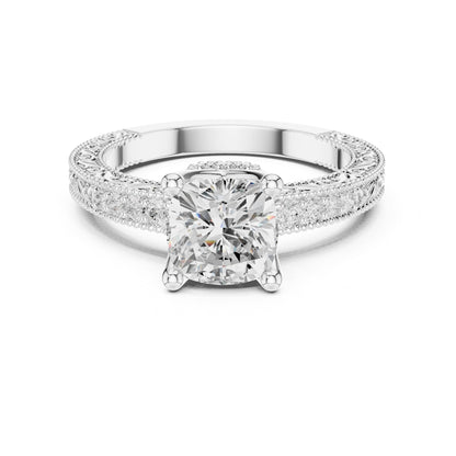 Cushion Vintage Lab Grown Diamond Engagement Ring