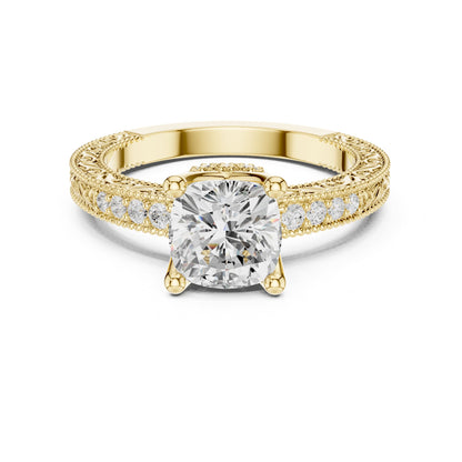 Cushion Vintage Lab Grown Diamond Engagement Ring