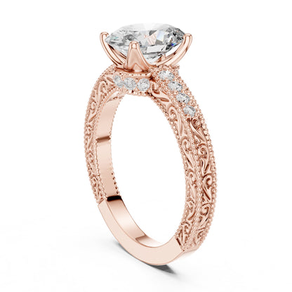 Cushion Vintage Lab Grown Diamond Engagement Ring