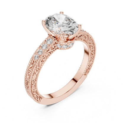 Cushion Vintage Lab Grown Diamond Engagement Ring