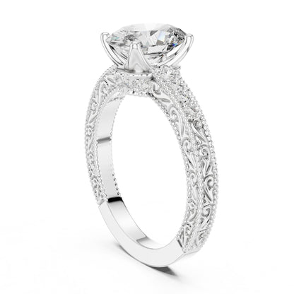 Cushion Vintage Lab Grown Diamond Engagement Ring