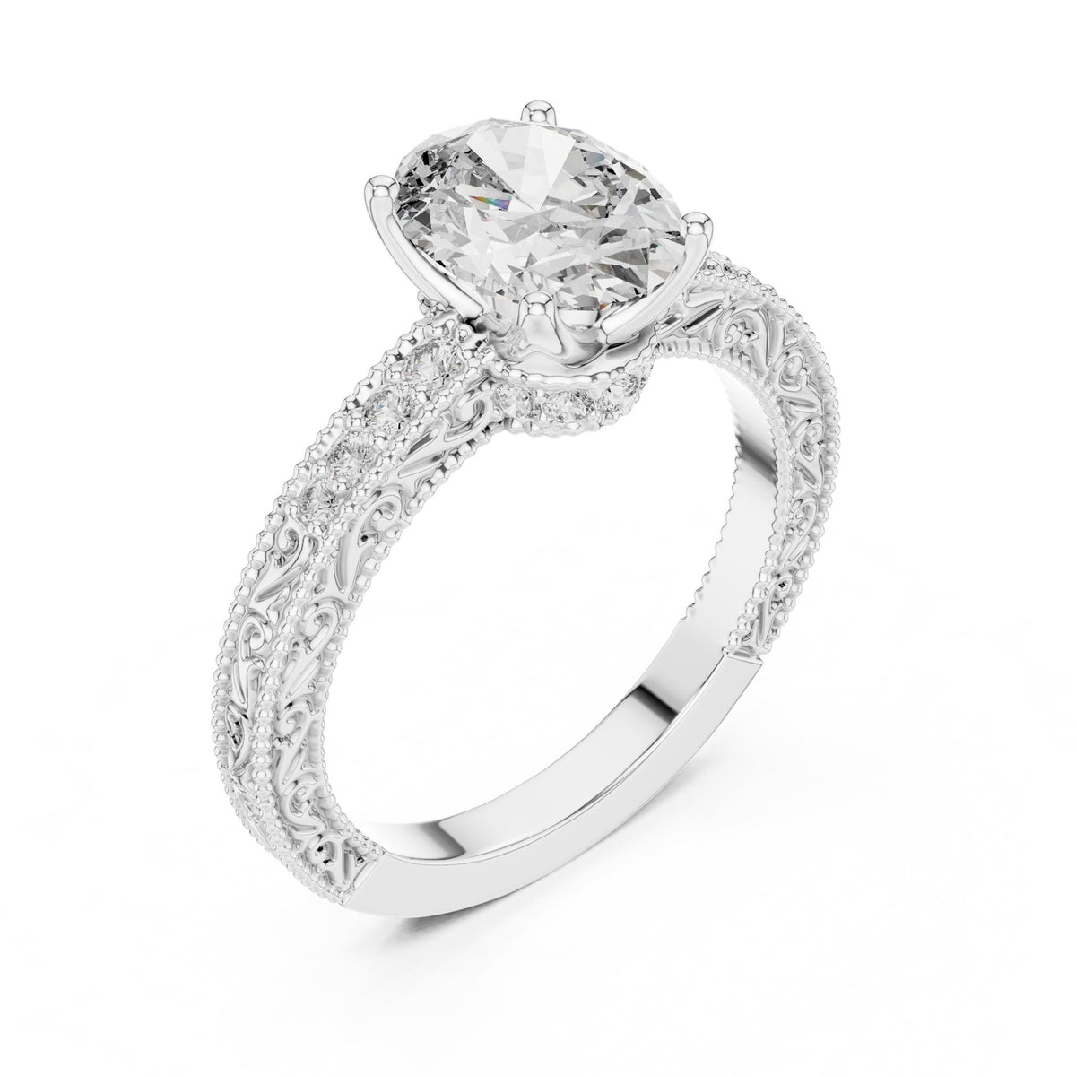 Cushion Vintage Lab Grown Diamond Engagement Ring