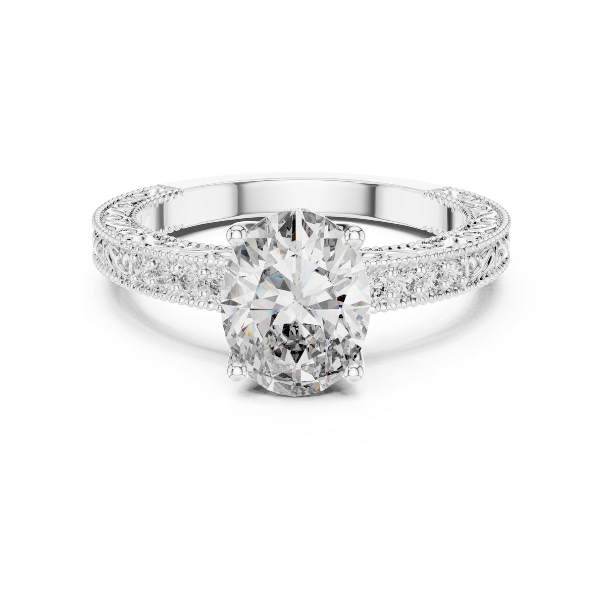 Cushion Vintage Lab Grown Diamond Engagement Ring