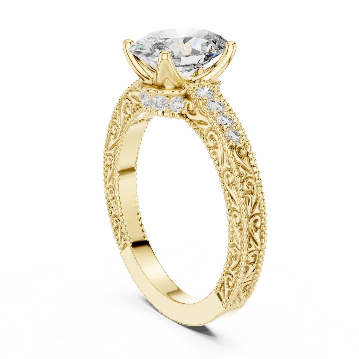 Cushion Vintage Lab Grown Diamond Engagement Ring