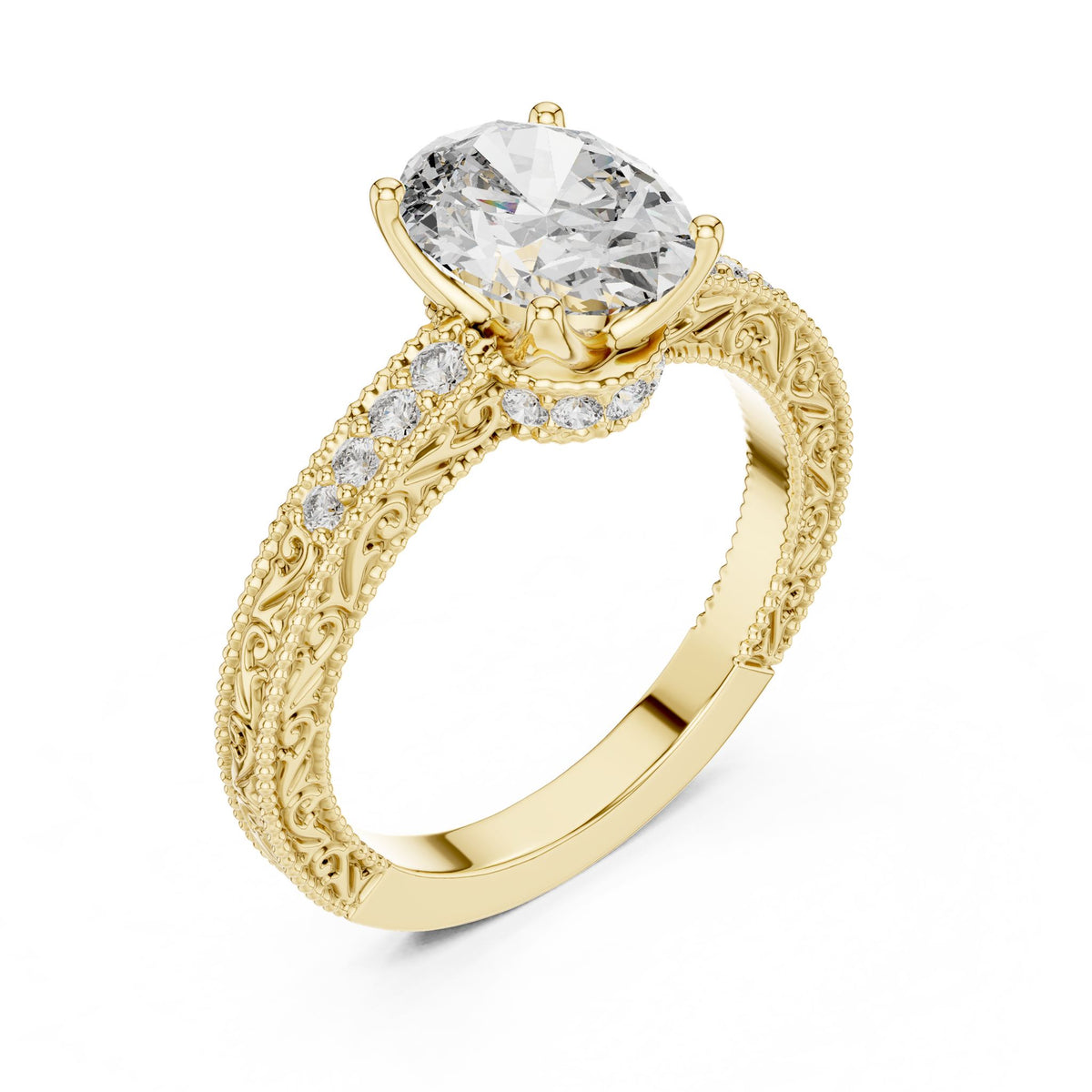 Cushion Vintage Lab Grown Diamond Engagement Ring