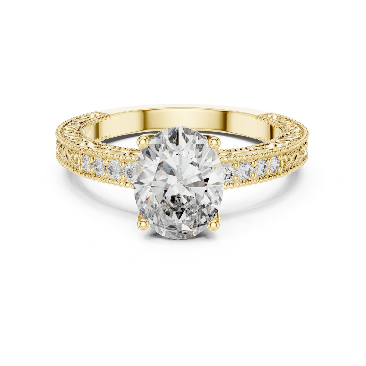 Cushion Vintage Lab Grown Diamond Engagement Ring