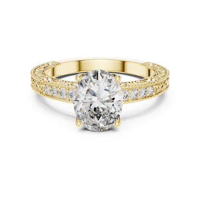 Cushion Vintage Lab Grown Diamond Engagement Ring