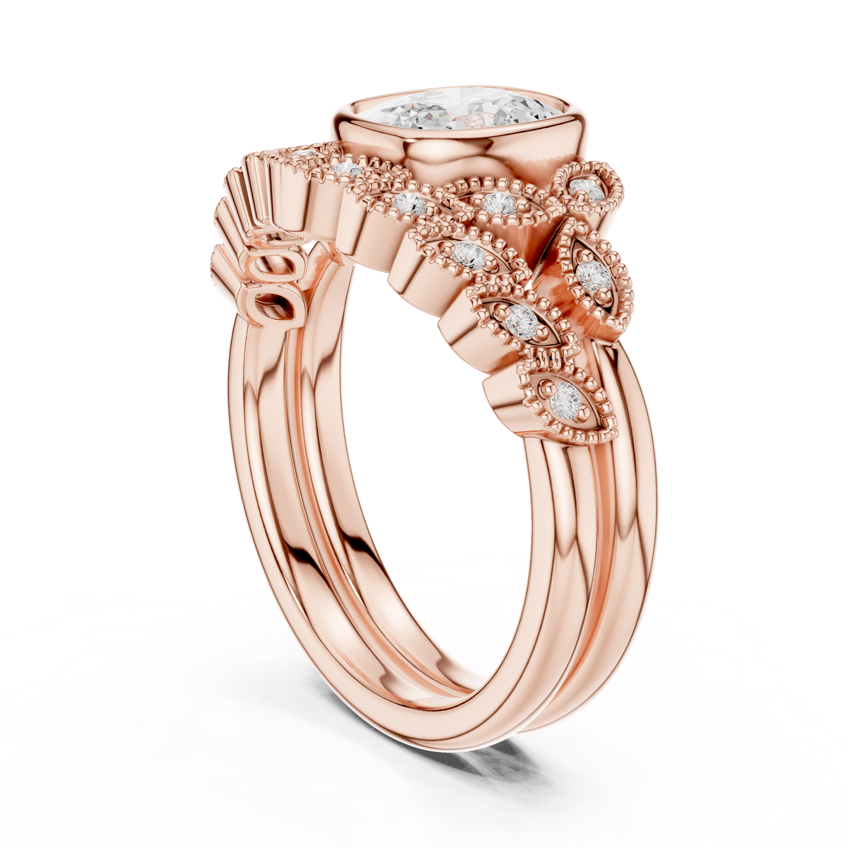 Cushion Vintage Lab Grown Diamond Engagement Ring