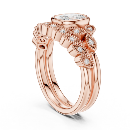 Cushion Vintage Lab Grown Diamond Engagement Ring