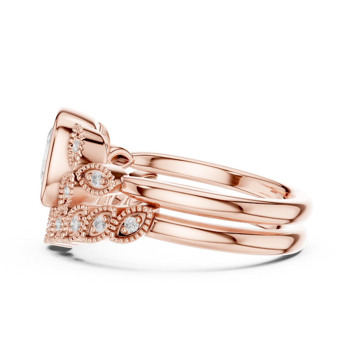 Cushion Vintage Lab Grown Diamond Engagement Ring