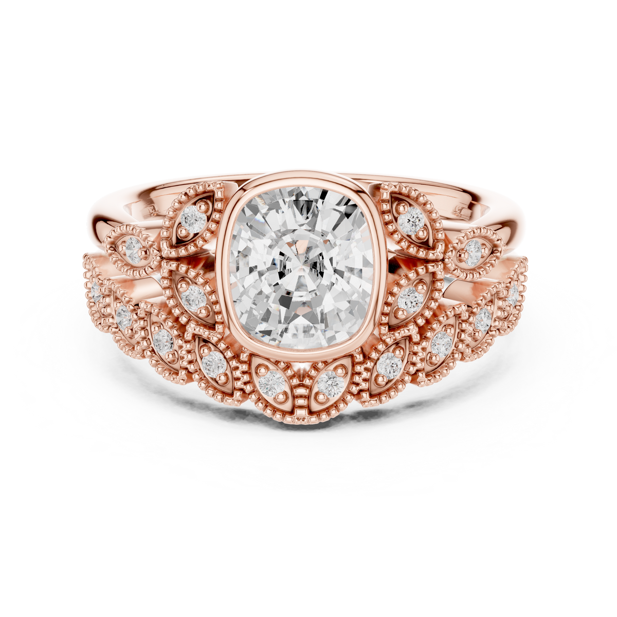 Cushion Vintage Lab Grown Diamond Engagement Ring
