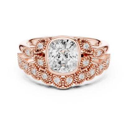 Cushion Vintage Lab Grown Diamond Engagement Ring
