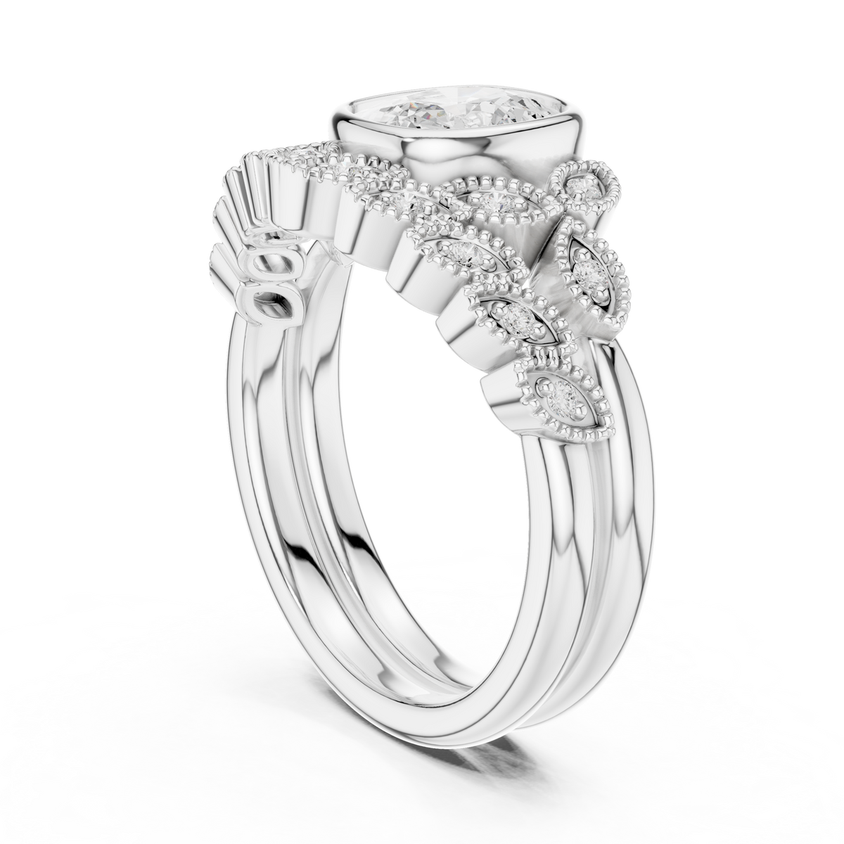 Cushion Vintage Lab Grown Diamond Engagement Ring