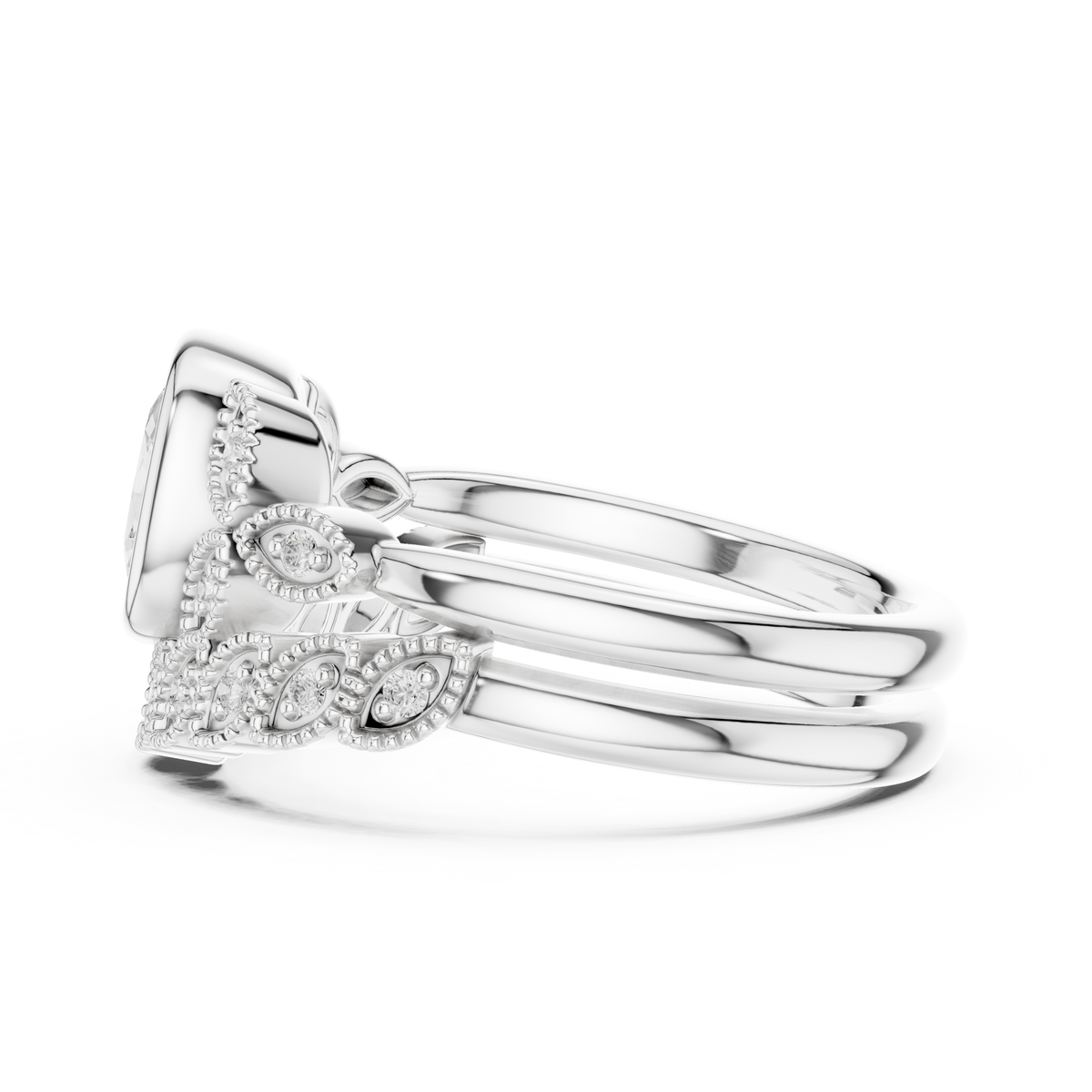 Cushion Vintage Lab Grown Diamond Engagement Ring