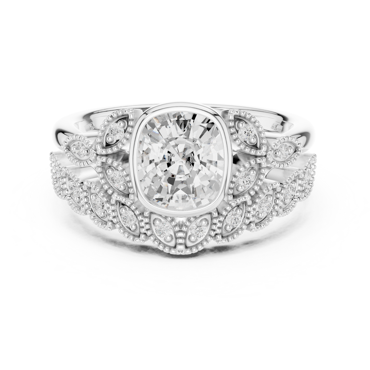 Cushion Vintage Lab Grown Diamond Engagement Ring