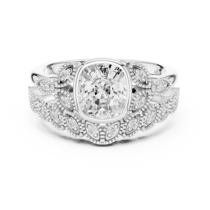 Cushion Vintage Lab Grown Diamond Engagement Ring