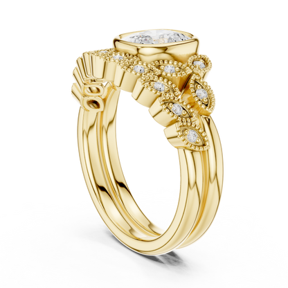 Cushion Vintage Lab Grown Diamond Engagement Ring
