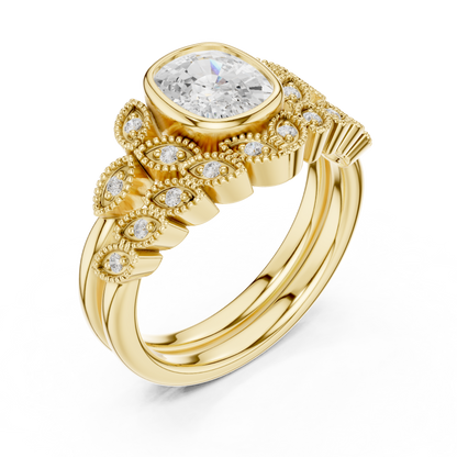 Cushion Vintage Lab Grown Diamond Engagement Ring