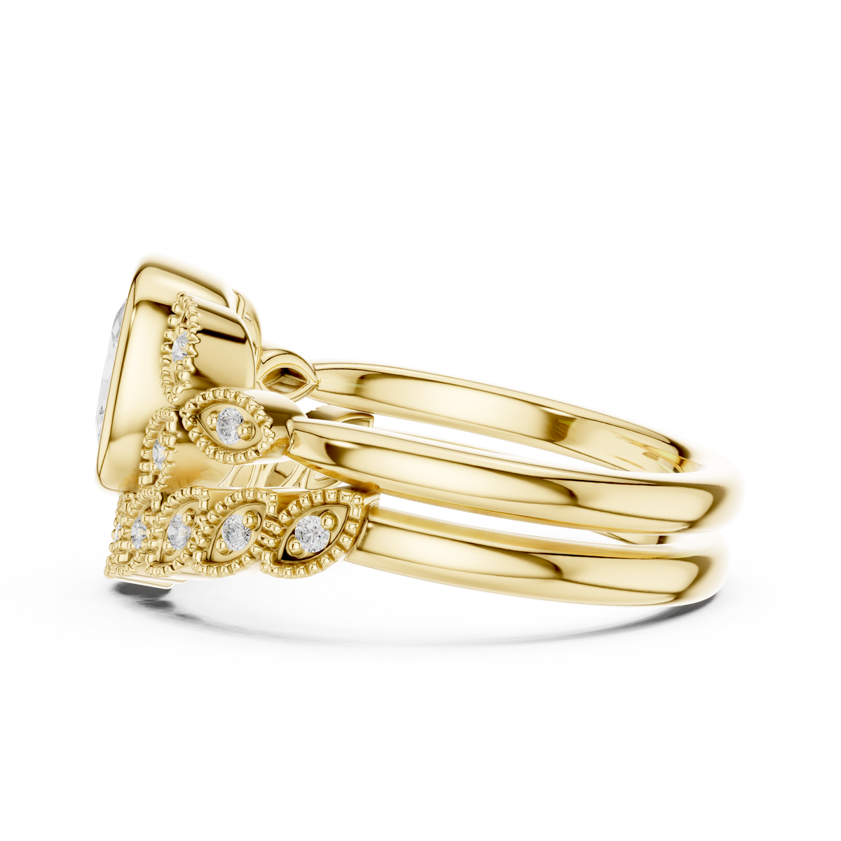 Cushion Vintage Lab Grown Diamond Engagement Ring