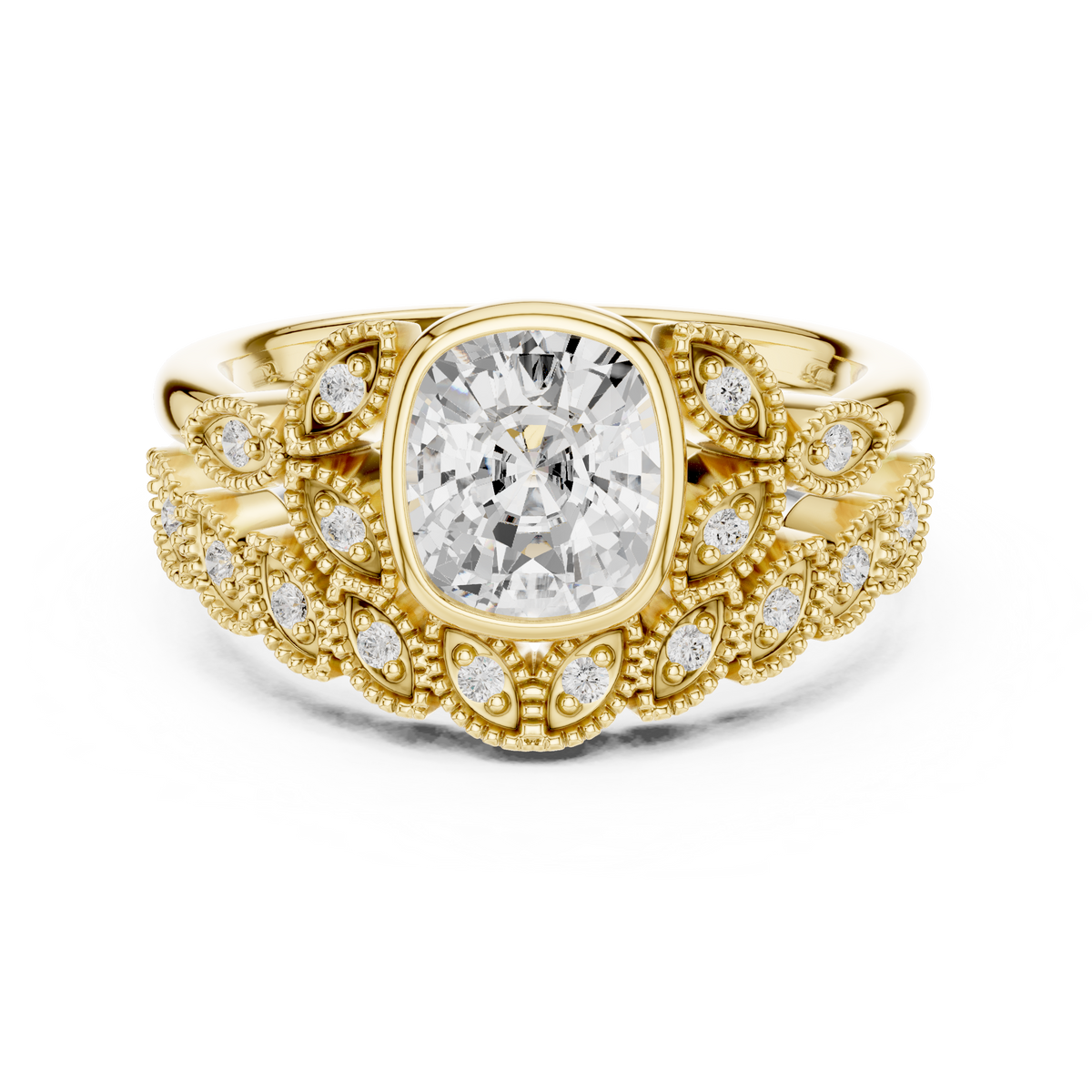 Cushion Vintage Lab Grown Diamond Engagement Ring