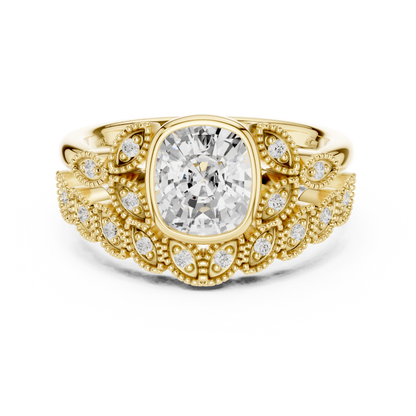 Cushion Vintage Lab Grown Diamond Engagement Ring