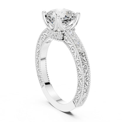 Cushion Vintage Lab Grown Diamond Engagement Ring