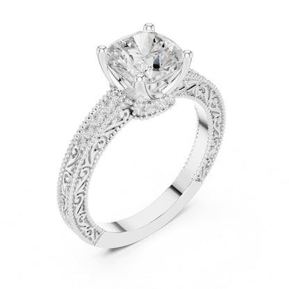 Cushion Vintage Lab Grown Diamond Engagement Ring