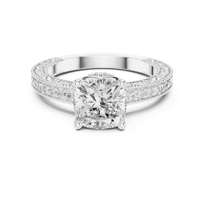 Cushion Vintage Lab Grown Diamond Engagement Ring