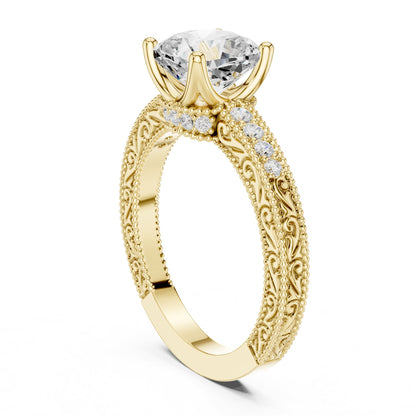 Cushion Vintage Lab Grown Diamond Engagement Ring