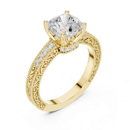 Cushion Vintage Lab Grown Diamond Engagement Ring