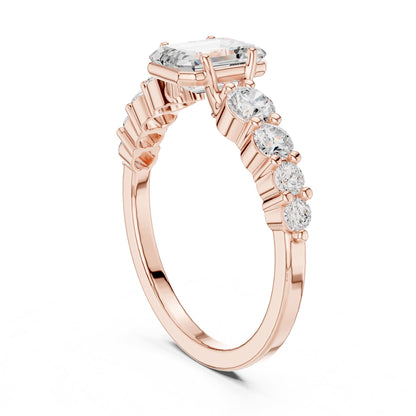 Emerald Accented Lab Grown Diamond Engagement Ring