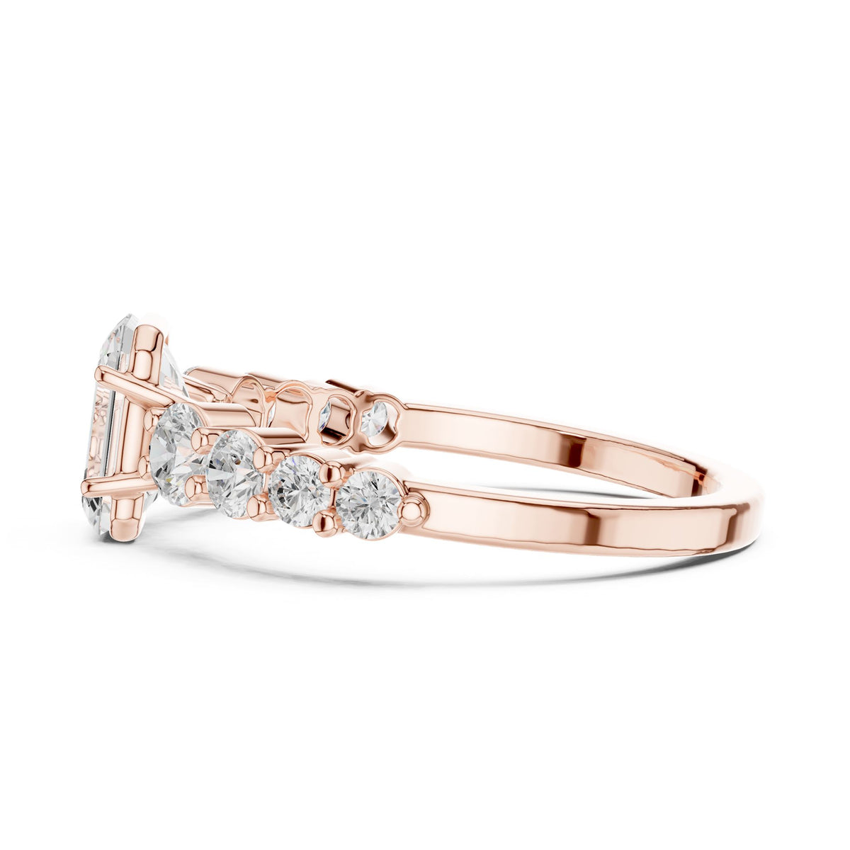 Emerald Accented Lab Grown Diamond Engagement Ring